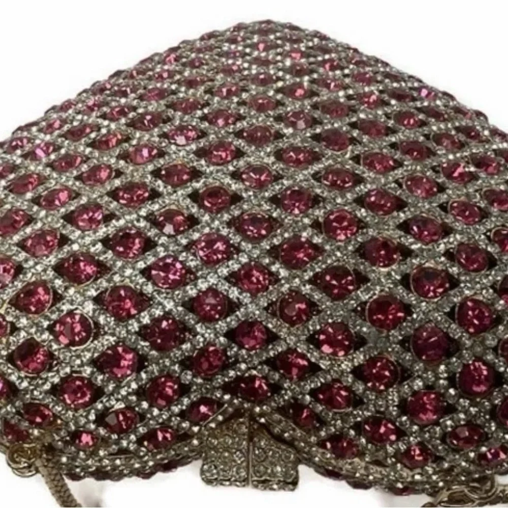 Hand Placed Crystal and Pink Jewel Handbag Clutch | NWOT | OS